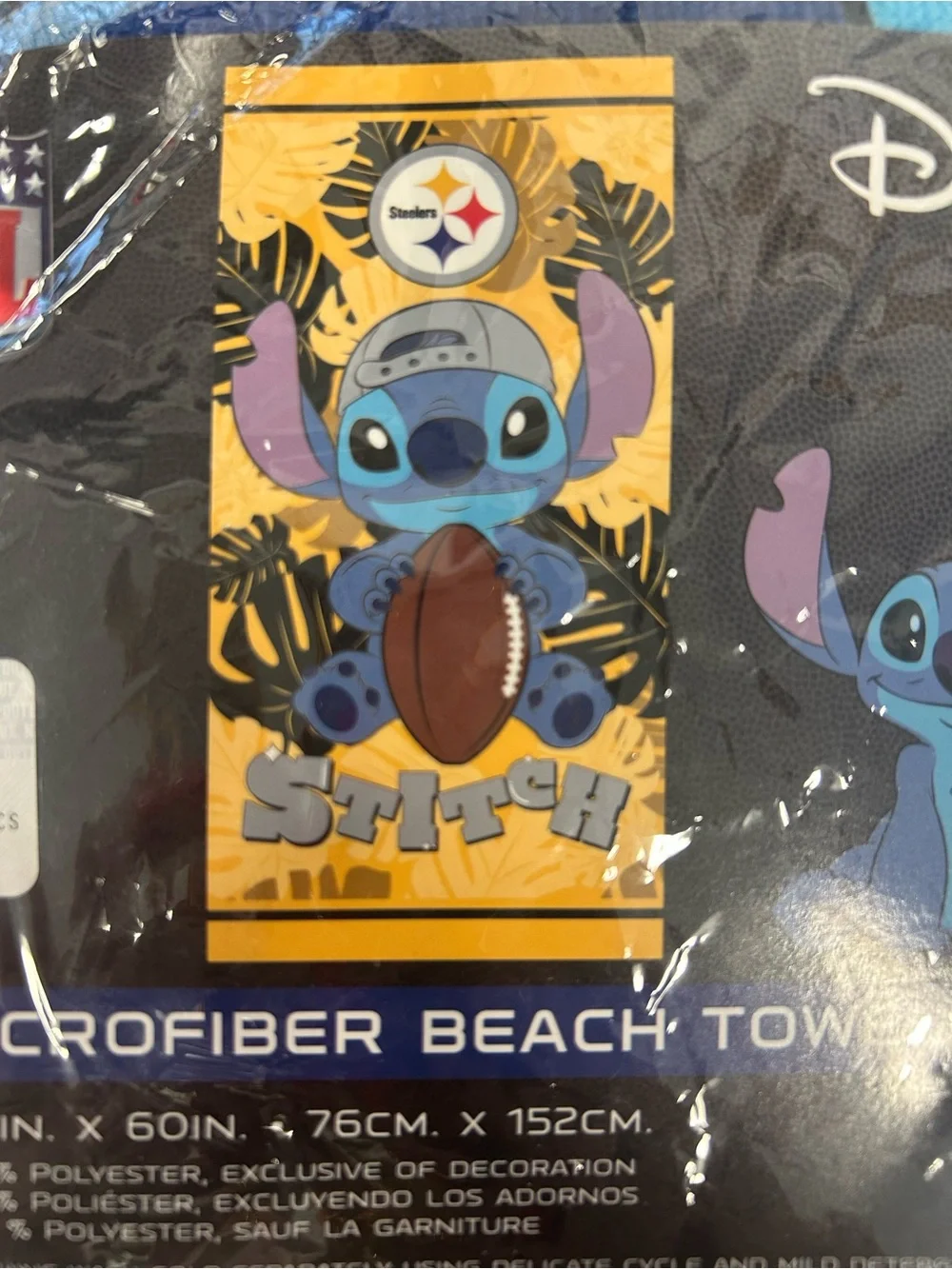 Disney Stitch NFL Steelers Microfiber Beach Towel